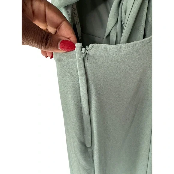 Celebrate DB Studio Dusty Sage As Is Chiffon Tank Scoop Neck Dress Size 12 - Picture 9 of 14